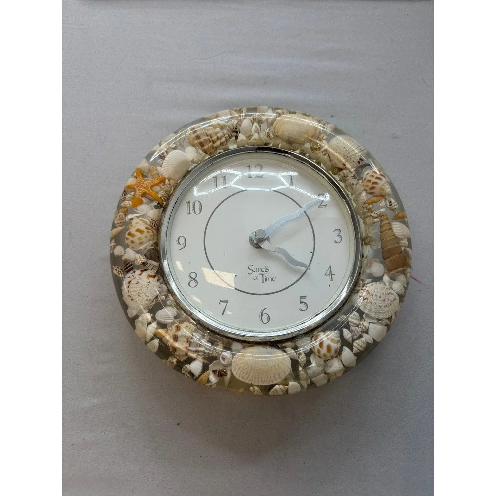 Sands of Time Seashell Resin Wall Clock Nautical Beach Decor Untested For Parts